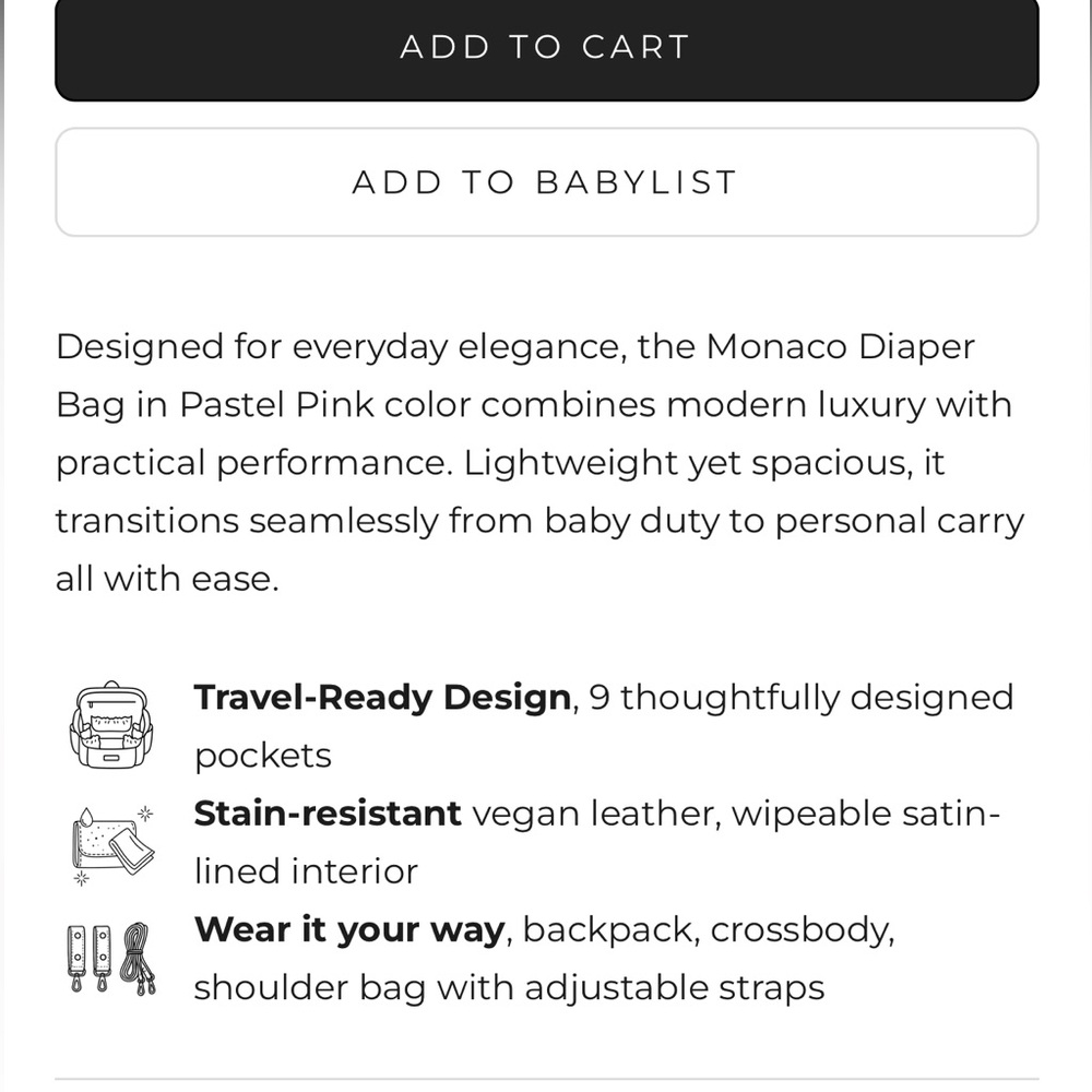 LULI BEBE MONACO DIAPER BAG IN
PASTEL PINK - Picture 12 of 13